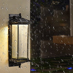 Vintage Striped Glass Waterproof LED Retro Solar Outdoor Wall Lights