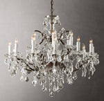 19th C. Rococo Iron & Crystal Round Chandelier 33"