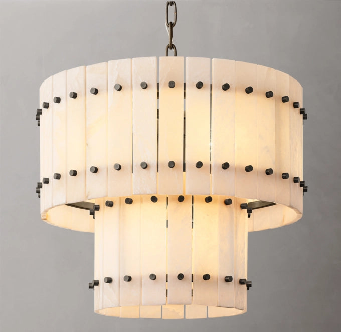 San Marco Alabaster Round Tiered Chandelier 22"