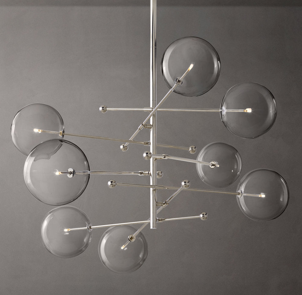 Glass Globe Mobile Eight-Arm Chandelier 79"