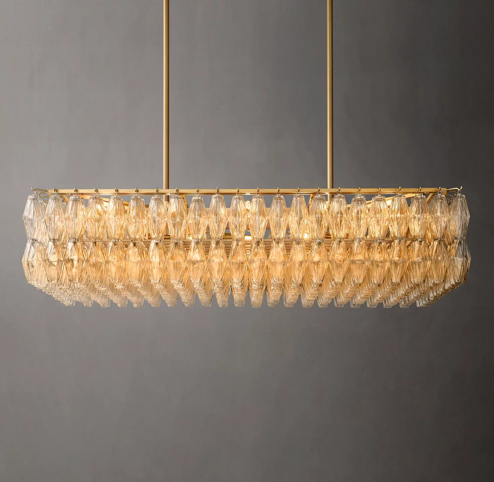 Chiara Clear Glass Rectangular Chandelier 54"