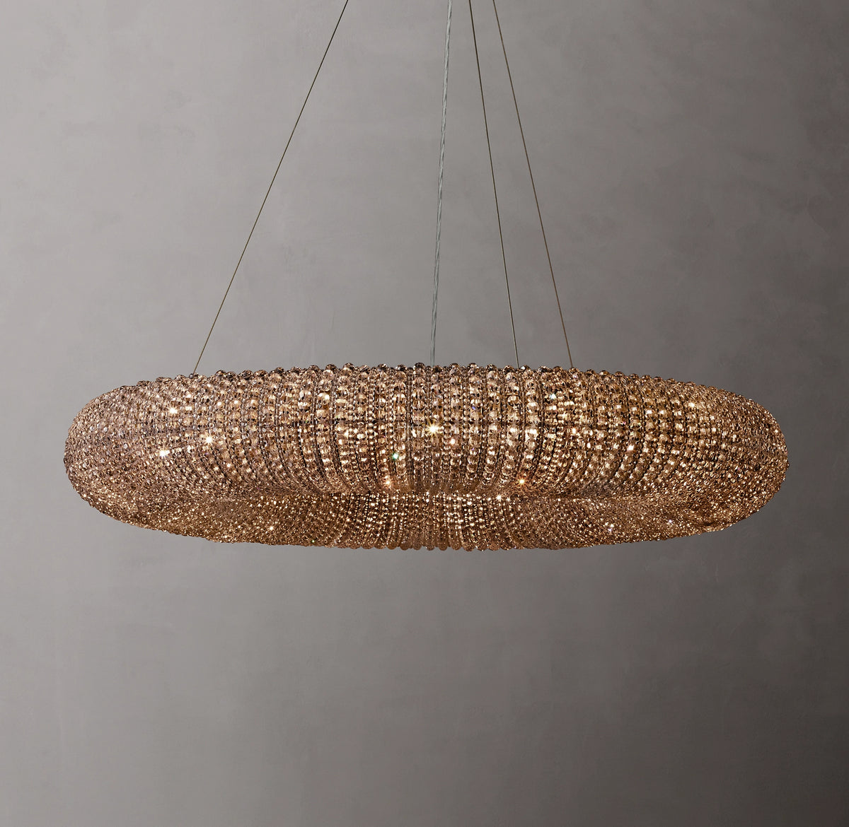 Crystal Halo Smoke Round LED Chandelier 41"