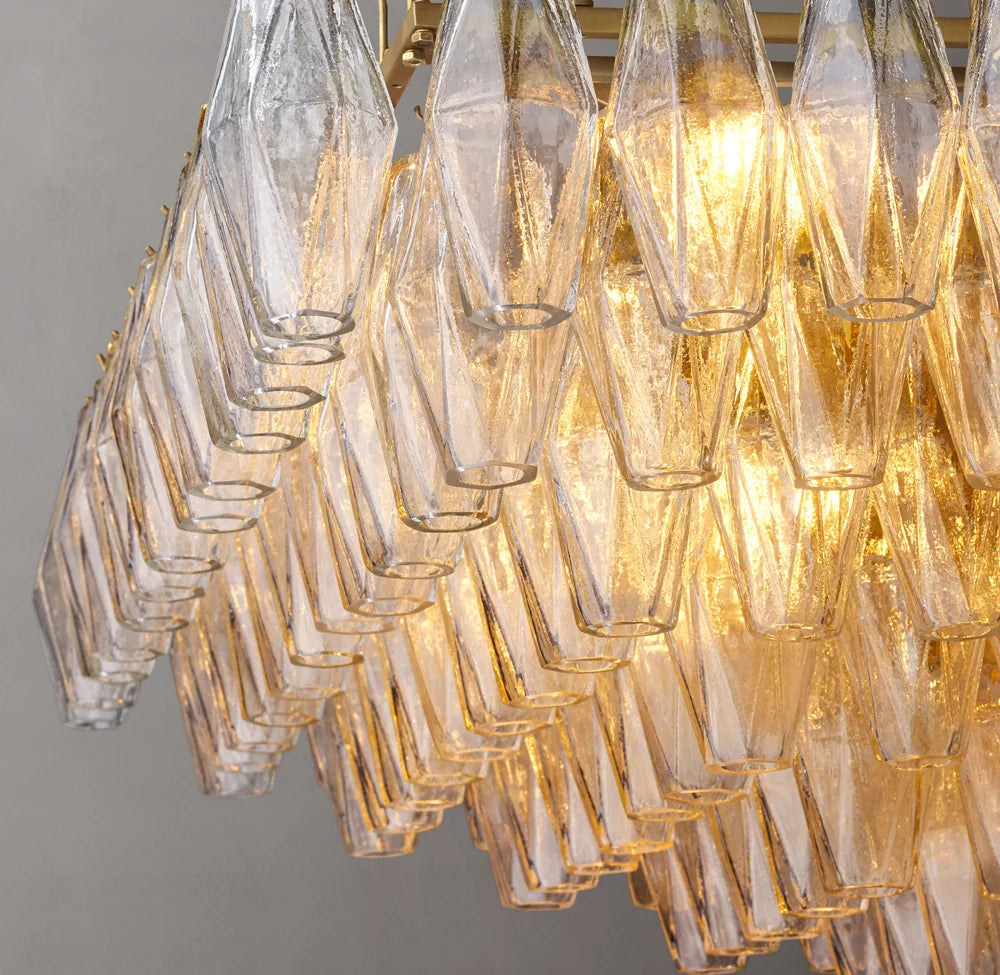 Chiara Clear Glass Tiered Rectangular Chandelier 74"
