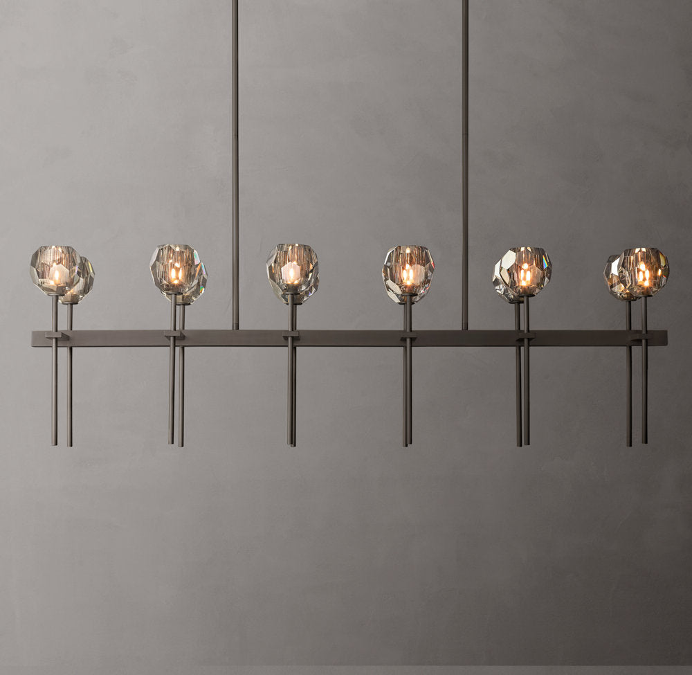 Boule De Cristal Smoke Glass Double Linear Chandelier 60"