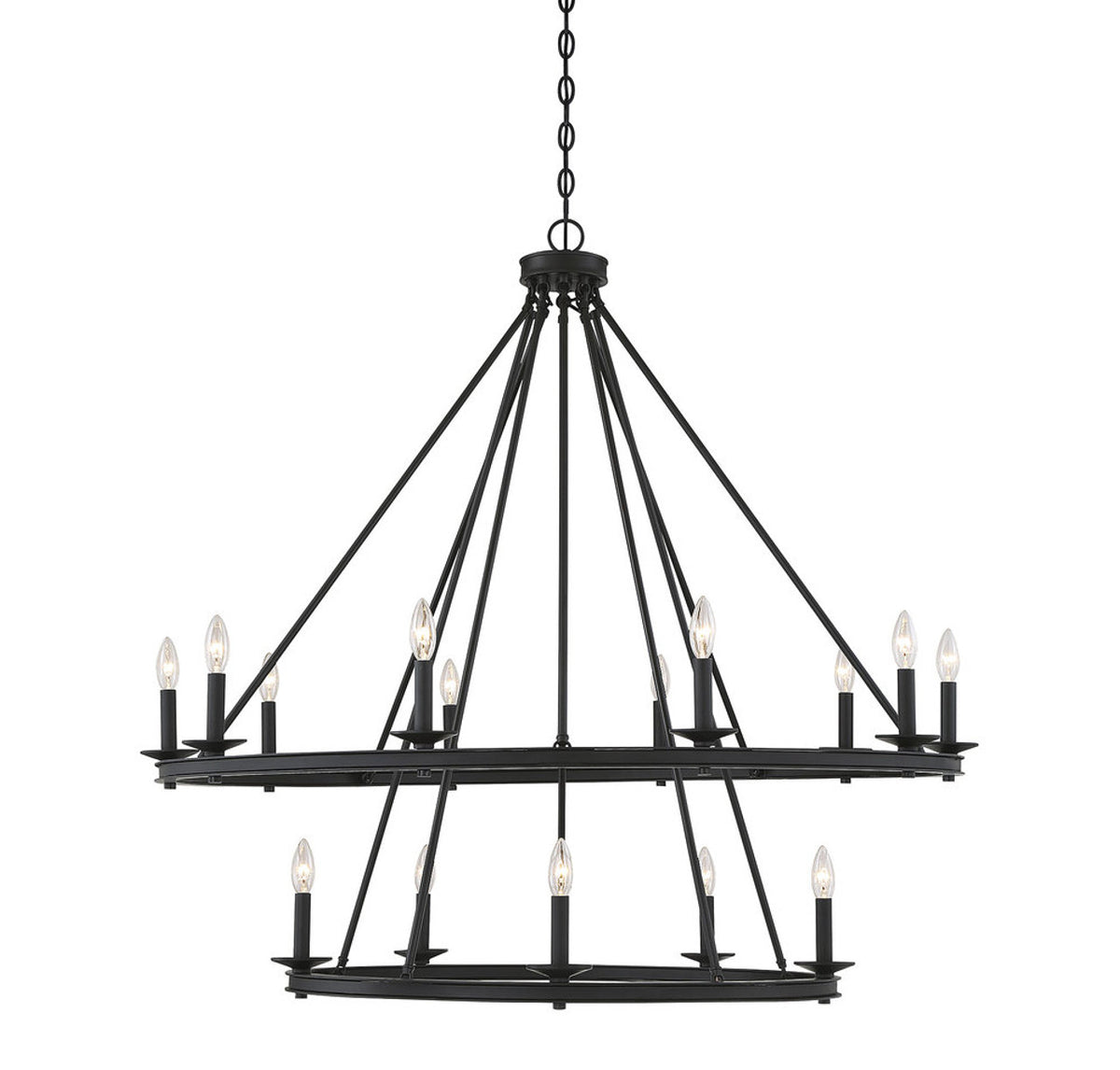 Middleton Chandelier, 15-Light, Matte Black, 45"W (1-312-15-89 1N2WC)