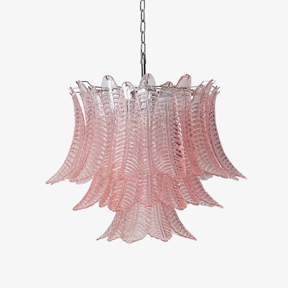 Murano Pink Glass Leaf Chandelier