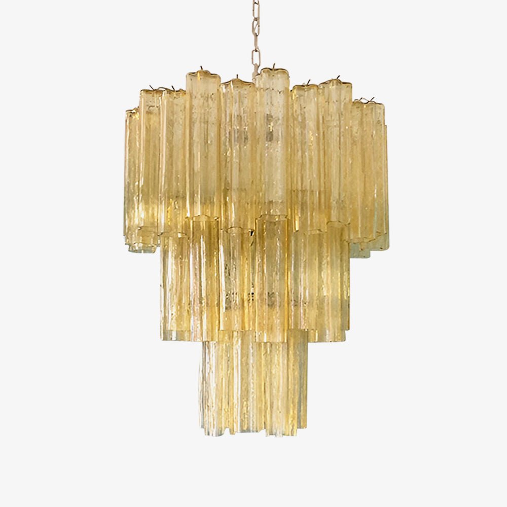 Yellow Murano Glass Tube Chandelier