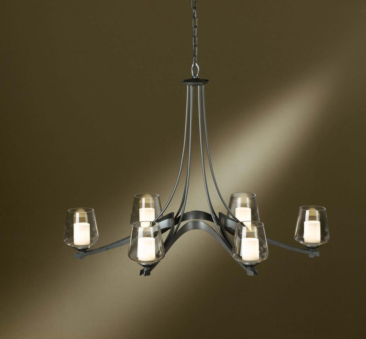 Ribbon Chandelier, 6-Lights, Dark Smoke, Opal and Clear (ZU), 38.5"W (104116-SKT-07-ZU0291 LPYQP)