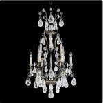 Pewter Nine-Light Chandelier with Clear Rock Crystal