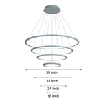 4 Rings Chandelier Light LED Mid-century Chandeliers with Remote