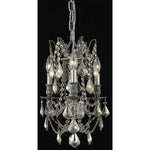 Pewter Three-Light Chandelier with Golden Teak/Smoky Royal Cut Crystals