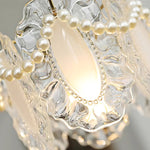 Glass Feathers Seashells Three Step Dimming French Style Chandelier