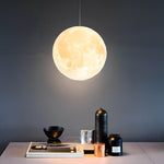Round Moon Lunar 3D Creativity White Pendant Lamp Hanging Ceiling Lamp