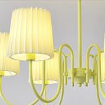 Pleated Fabric Retro Pastoral Green French Style Chandelier Hanging Lights