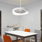 Circular Mute LED Stepless Dimming White Modern Ceiling Fans with Remote