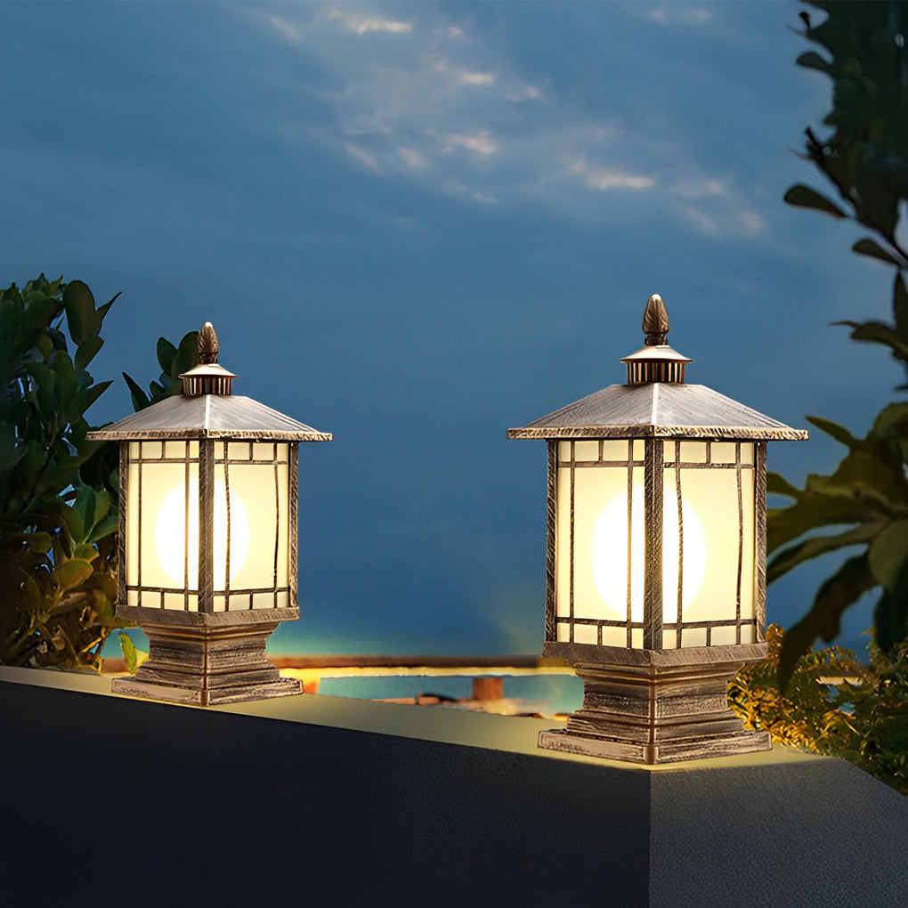 Retro Creative Waterproof Modern Outdoor Fence Post Lights Pillar Lamp