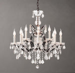 19th C. Rococo Iron & Crystal Round Chandelier 28"