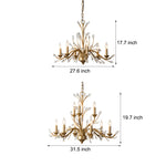 6/9-Light Brass Branch Candle Vintage Chandelier with Crystal Accents