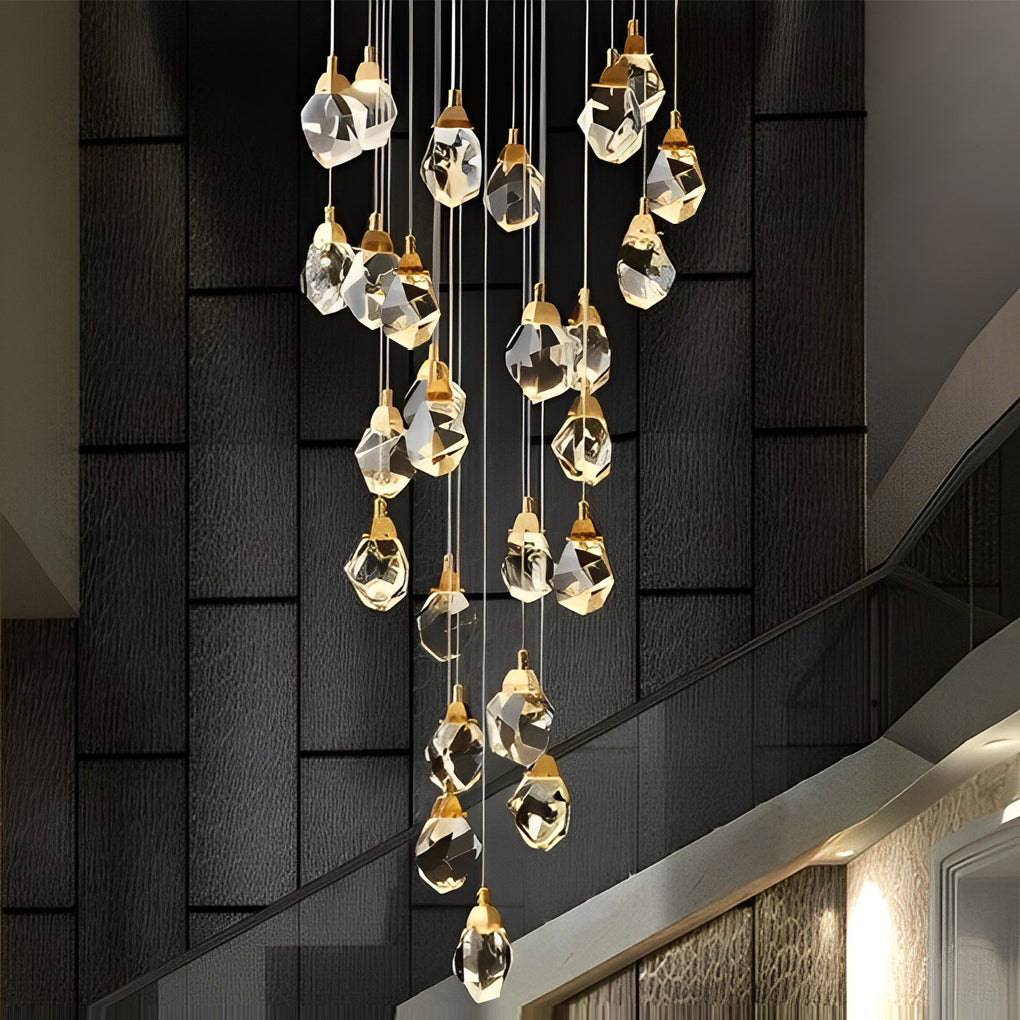 Spiral Crystal Electroplating Metal Modern Duplex Staircase Chandelier ...