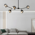 3/5/8-Light Molecule Dimpled Lava Glass Chandelier with Black Metallic Arms