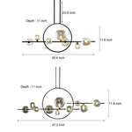 Moon Glass Bubbles Strip LED Black Postmodern Dining Room Chandeliers