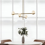 Modern Linear Glass Ball Pendant Light with 3/4/6-Light - Black/Gold