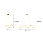 3/5-Light Wavy Linear Island Light with Ball Glass Shade for Dining Room