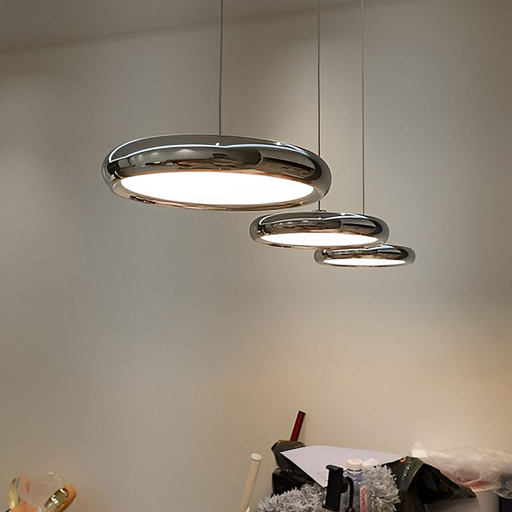 Minimalist Round Mirrored Aluminum Acrylic LED Modern Chandelier Light