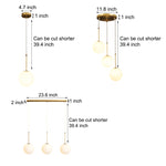 Modern 1/3-Light White Glass Globe Island Pendant Light in Gold Finish