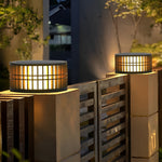 Round Creative Waterproof LED Black Modern Solar Fence Post Lights