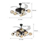 41-in 4 Blades Ceiling Fan Lights with 6/8-Light Glass Shades, Remote Control