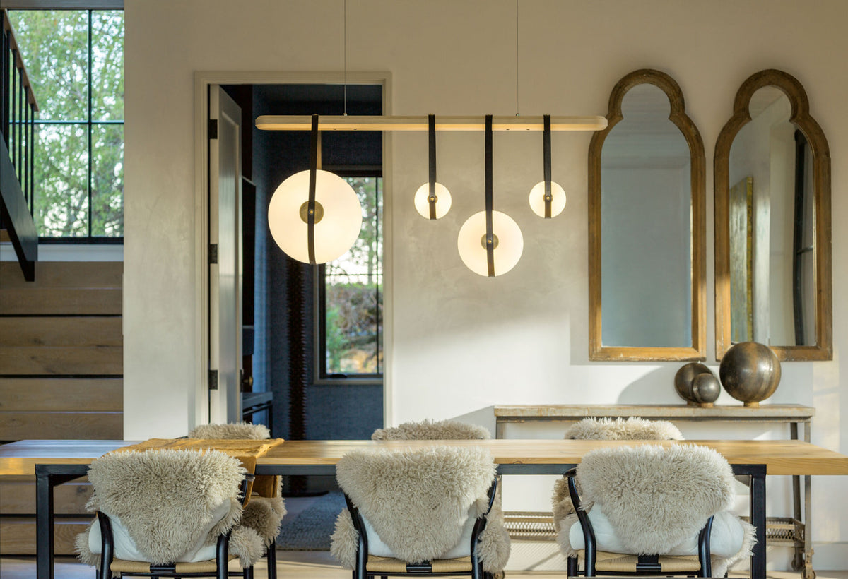 Derby Pendant, 1-light, Long Height, LED, Black, Opal Glass, 14"W (131042-LED-LONG-10-27-LB-HF-GG0680 5D3KJ2)