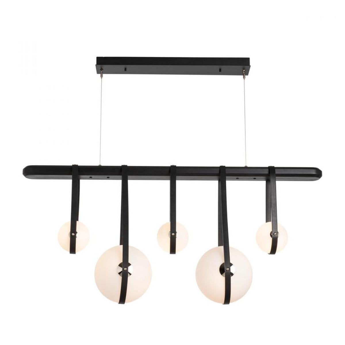Derby Pendant, 5-Light, Standard Height, LED, Black, Opal Glass, 11.5"W (131046-LED-STND-10-27-LC-WB-GG0701 5D3LGY)