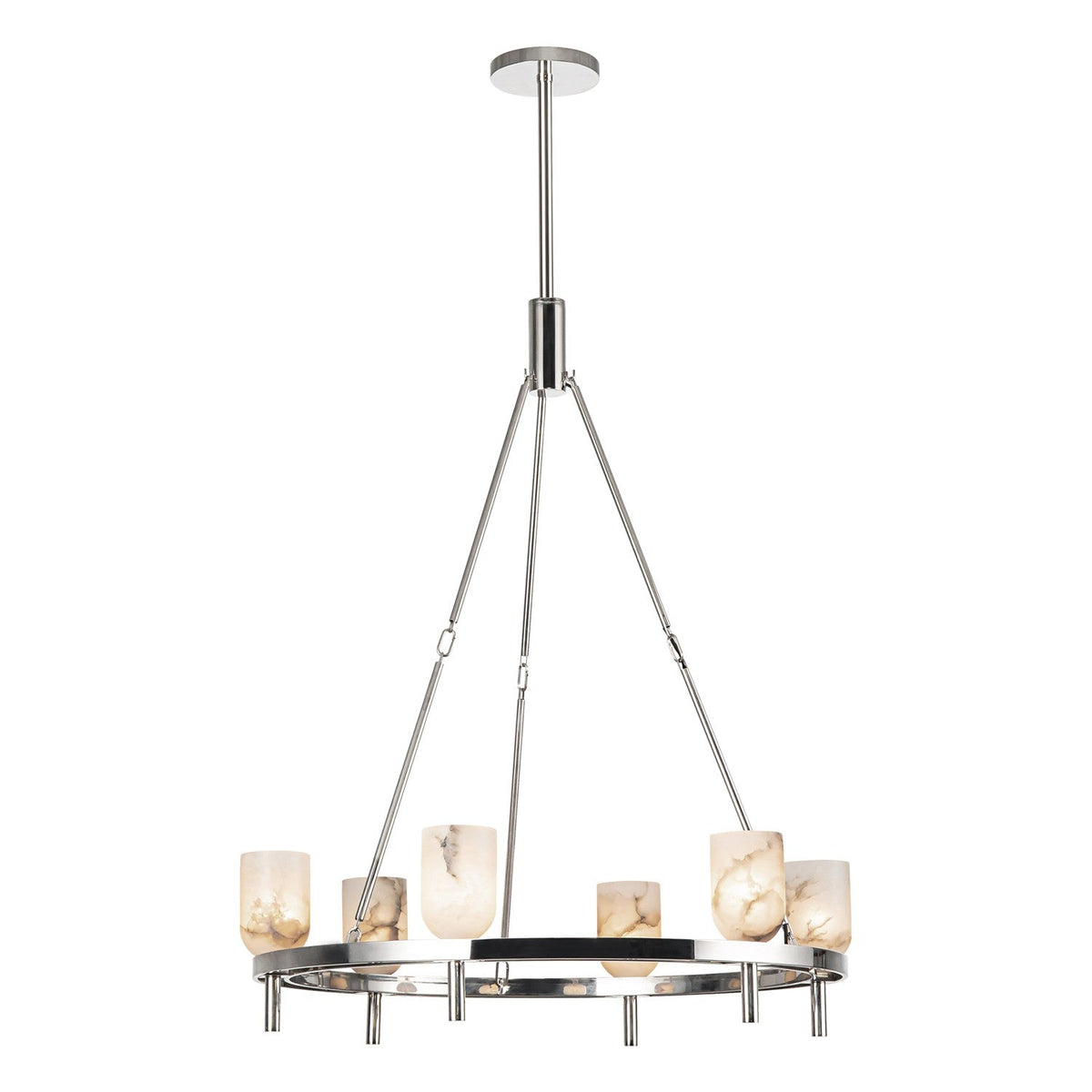 Lucian Six Light Chandelier Polished Nickel/Alabaster