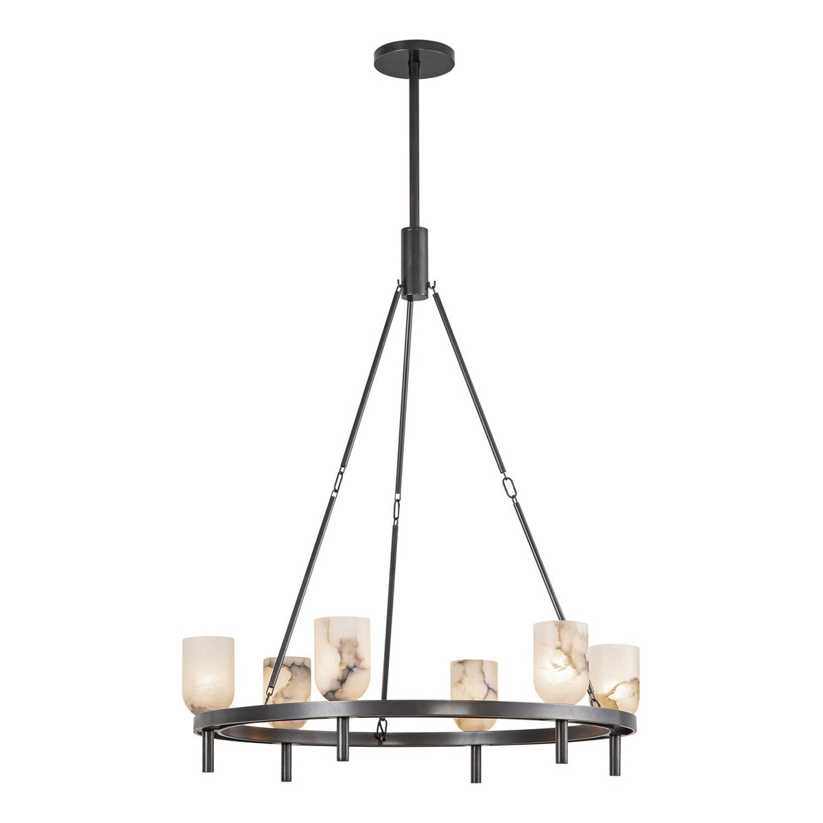 Lucian Six Light Chandelier Urban Bronze/Alabaster