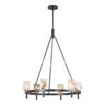 Lucian Six Light Chandelier Urban Bronze/Alabaster