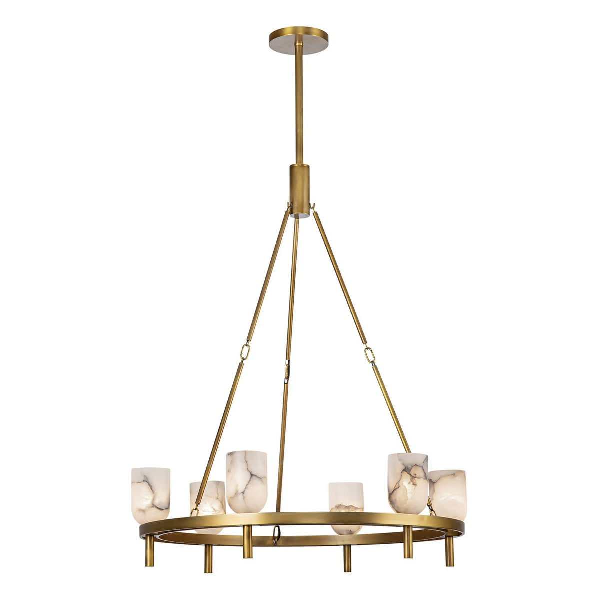 Lucian Six Light Chandelier Vintage Brass/Alabaster