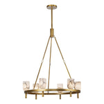 Lucian Six Light Chandelier Vintage Brass/Alabaster