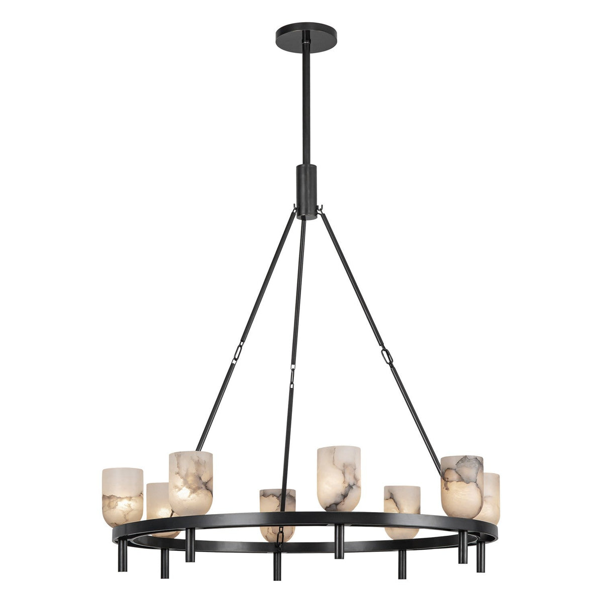 Lucian Eight Light Chandelier Urban Bronze/Alabaster