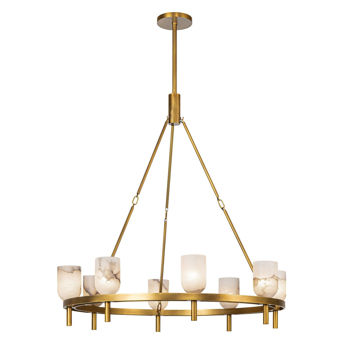 Lucian Eight Light Chandelier Vintage Brass/Alabaster