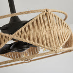 20-in Hemp Rope-Woven Caged Ceiling Fan with Light and Remote, 6-Speed