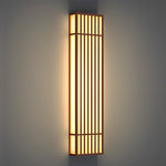 Retro Vertical Stripe Grid LED Waterproof Brown Outdoor Wall Lamp