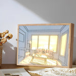 Wood Frame Ins Touch Control Dimmable LED Sunshine Painting Night Light