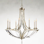 Curved 8-Light 39-Inch Silver Leaf Chandelier Ceiling Fixture