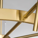 Brass Ring Frame Crystal Chandelier -Gold Metal, Crystal Accents Pendant Lights