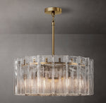Lattice Clear Glass Round Chandelier 37"