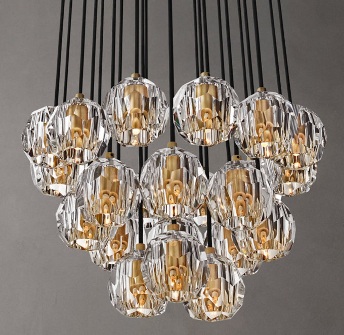 Boule De Cristal Clear Glass Round Cluster Chandelier 24"