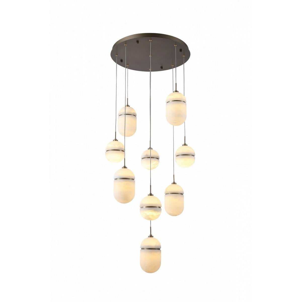 Sedona Nine Light Pendant Alabster / Aged Brass