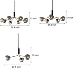 3/5/8-Light Molecule Dimpled Lava Glass Chandelier with Black Metallic Arms