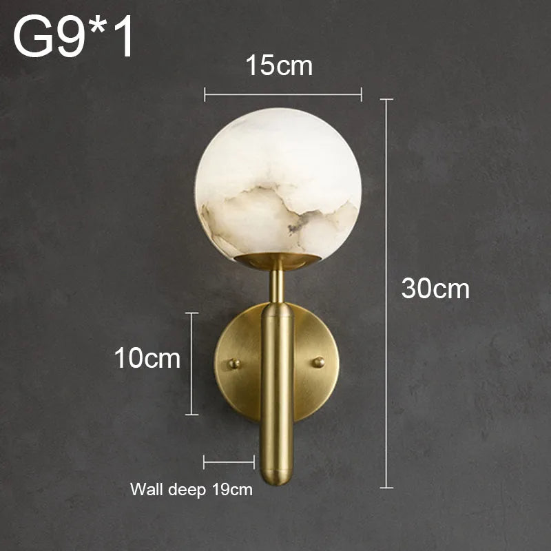 Natural Marble Sphere Wall Sconce